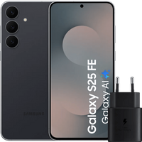 Samsung Galaxy S25 FE 128GB Zwart 5G + Samsung Oplader 25 Watt Zwart