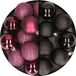 Merkloos / Sans marque Billiet - Vanlaere Kerstballen Mix - 24 stuks - Kunststof - Aubergine en Zwart - 6 cm - Mat, Glans, Glitters
