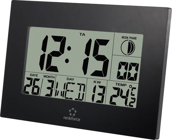 Renkforce E0311R Wandklok Zendergestuurd - Zwart