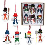 Dekohelden24 Houten sneeuwpoppen als hanger/boomhanger in set van 6