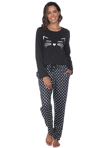 Reliwel Dames Lange Pyjama Katoenen Winter Pyjama Set Ronde Hals Top en Pyjamabroek Lange Mouwen Loungewear Nachtkleding Huispak Gezellig Vrijetijdspak
