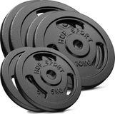 Hop-Sport Gewichten Set – Halterschijven – 60 kg – Gietijzer – Ø 30 mm – 2x10 kg 2x15 kg 2x5 kg