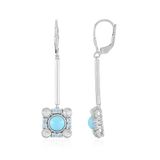 Cavill - Oorbellen 925 Sterling Zilver - Sleeping Beauty Turkoois 1,71 ct & Topaas 3,37 ct - Rond Cabochon - Elegante Luxe Dames Sieraden