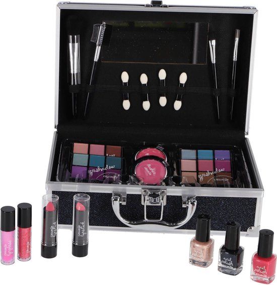 Casuelle Aluminium Make-Up Koffer Donkerblauw/Glitter