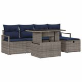 vidaXL Tuinbank Set 6 st Grijs poly rattan