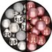 Merkloos / Sans marque Billiet - Vanlaere Kerstballen 36x stuks - 3 en 4 cm - zilver en oudroze - kunststof
