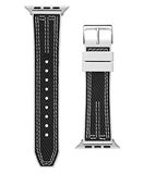 Zwart GUESS Zwart en wit geweven bandje van 42-45 mm voor Apple Watch, Zwart/Gunmetal, Eén maat, Modern