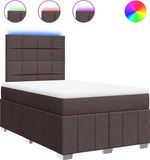 vidaXL Boxspring met matras stof donkerbruin 120x190 cm
