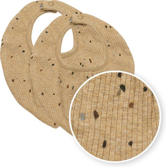 Meyco Baby Rib Mini Spot Bandana Slabbetjes - 2 stuks - Toffee Melange