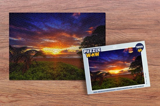 MuchoWow Puzzel Een indrukwekkende zonsondergang van Hawaii - Legpuzzel - Puzzel 1000 stukjes volwassenen