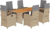 vidaXL 7-delige tuinset met kussens, beige, van polyrotan
