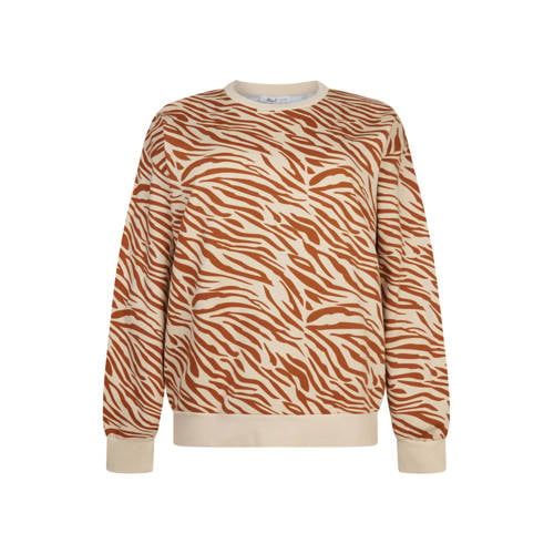 Miss Etam Plus sweater met zebraprint bruin