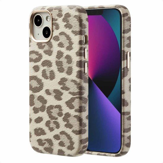Selencia Sabi Backcover Panterprint met MagSafe voor de Apple iPhone 13 - Soft Ivory
