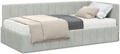 vidaXL Hoekbedframe met matras, 2 stuks, lichtgrijs fluweel, 90 x 200 cm