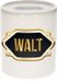 Bellatio Decorations Shoppartners Bv Spaarpot met voornaam Walt - wit - met goud/zwart embleem - 8 x 9 cm - keramiek - met afsluitdop - cadeau verjaardag