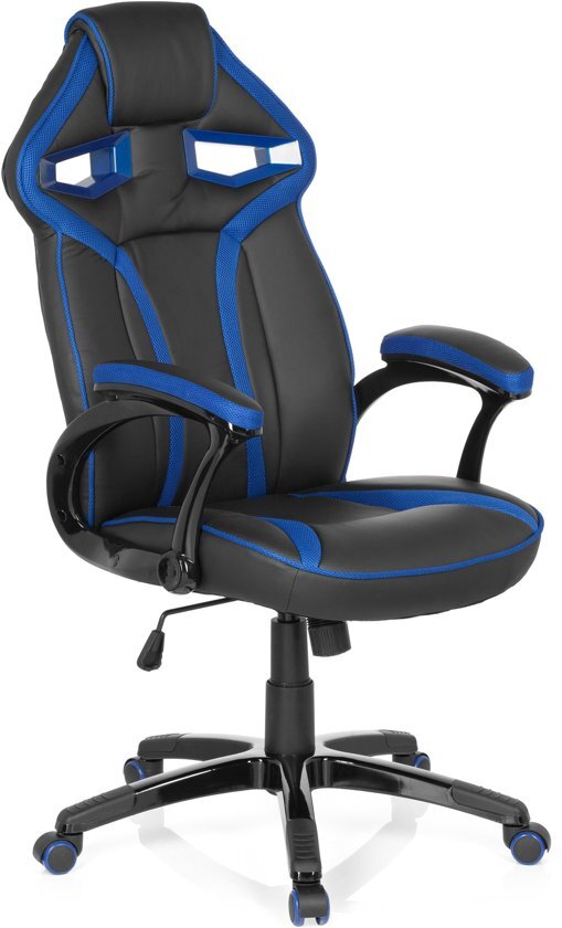 HJH OFFICE Guarian Pu - Bureaustoel - gaming - Leder - Zwart / blauw