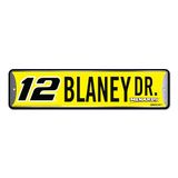 Rico Industries NASCAR Racing Ryan Blaney Metalen straatbord 10,2 x 38,1 cm Woondecoratie - Slaapkamer - Kantoor - Man Cave