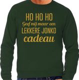 Bellatio Decorations Foute kersttrui/sweater voor heren - Hohoho jonko cadeau - groen - glitter goud M