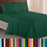 Elegant Comfort Luxe 1500 draadtelling Egyptische kwaliteit drie lijnen geborduurd zachtste premium hotelkwaliteit 4-delige lakenset, kreuk- en vervagingsbestendig, volledig, jagergroen