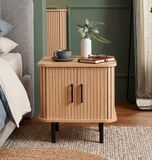 Mano Leisure Bijzettafel met Opbergruimte – Nachtkastje – 45x40x48cm - Eikenpatroon & Zwart Metaal