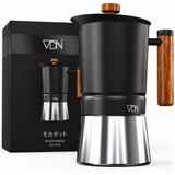 VDN Moka Pot Percolator Inductie 300 ml 6 Kops – Roestvrij Staal met Houten Handvat – Espresso Koffie Maker Klein Koffiezetapparaat