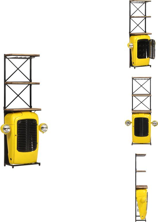 vidaXL Wijnkast tractor 49x31x172 cm massief mangohout geel