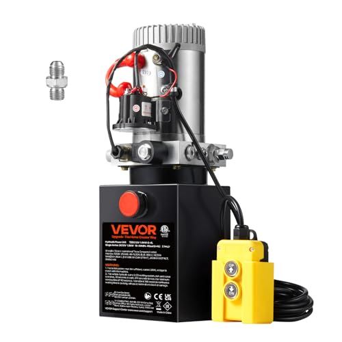 VEVOR Hydraulische pomp 12 V 4 l hydraulische groep 1600 W hydraulische pomp met enkele werking 1 l tank handpomp hydraulische groep voor liften, heftrucks enz.