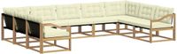 vidaXL - Bank loungeset - 9 zitplekken - Wit en crème - Acacia hout