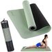 BAKAJI Yogamat van TPE, milieuvriendelijk, dubbellaags, antislip, hoge dichtheid, mat voor training, fitness, aerobic, fitnessstudio, gymnastiek, afmetingen 180 x 61 cm, met tas (groen/zwart)