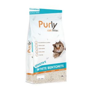 Purly Clumping White Bentonite Cat Litter - Sensitive 2 x 10 Liters