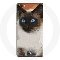 Maniacase Etui voor Huawei P8 Lite zwart wit Siamese kat blauwe ogen