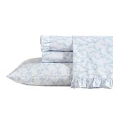Laura Ashley - Volledige lakenset, ademend percal katoenen beddengoed, 200 draadtelling, bloemen woondecoratie (Victoria Blue, Full)