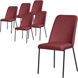 ML-Design Eetkamerstoelen set van 6 rood met rugleuning, gestoffeerde stoelen voor eetkamer & keuken