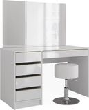 Vicco Table de maquillage Sherry Blanc/Or 120 cm avec miroir et tabouret