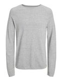 JACK & JONES Gebreide trui met ronde hals, effen gebreide trui met ronde hals, Grijs (light grey melange), XXL