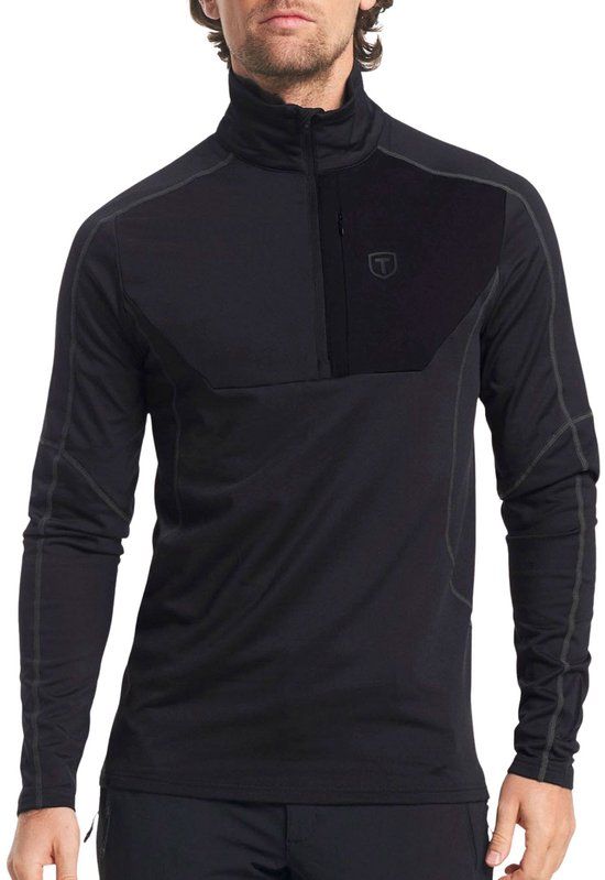 Tenson TXlite Half Zip Skipulli Heren donkergrijs - zwart XXL
