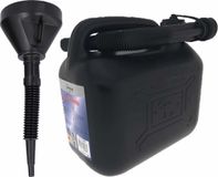 Benson Interbosch B.V. Jerrycan zwart voor olie en brandstof van 5 liter met een handige grote trechter van 39 cm
