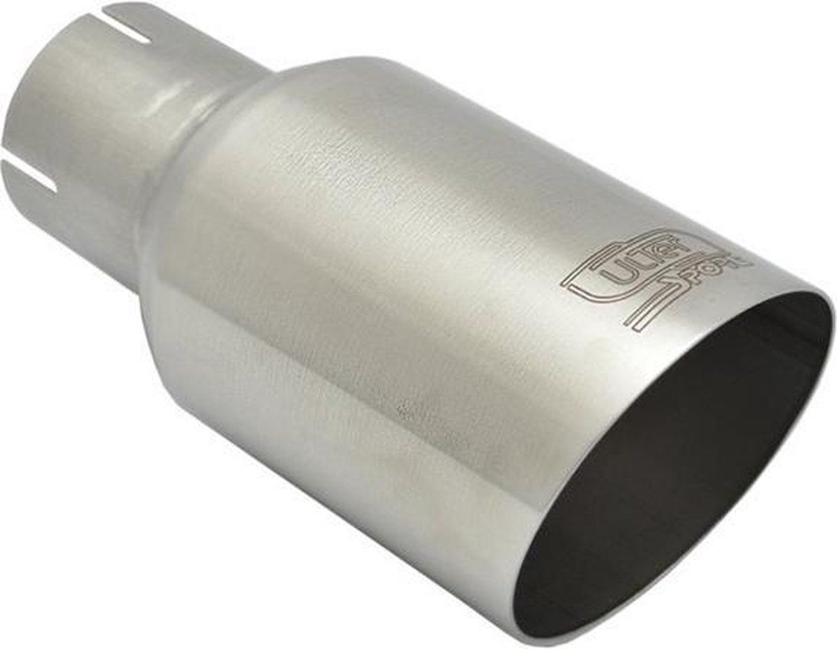 Ulter Sport Uitlaatsierstuk - Rond Ø80mm Schuin - Lengte 180mm - Montage ->50mm - Geborsteld RVS