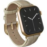 Burga Genuine Leather Band - Apple Watch | 44/45/46/49 mm / Universeel 20 mm aansluiting - Buttermelt / Gold