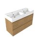 Saniclass Holz Pure Badkamermeubelset - 120x45x72cm - Legend keramische wastafel wit - 2 wasbakken - 2 kraangaten - 4 lades - mat eiken natural