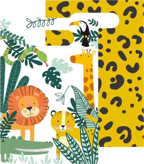 Amscan Uitdeelzakje Get Wild papier 24x16cm | 8 stuks