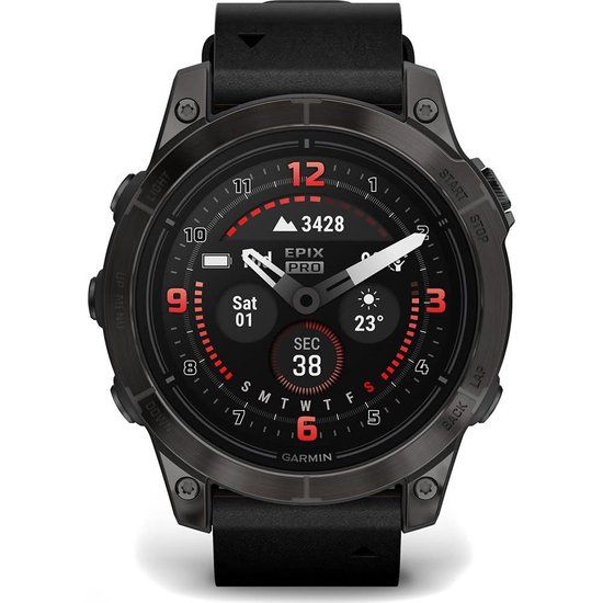 Garmin epix Pro (Gen 2) - Sapphire Edition 51mm - Carbon Gray DLC Titanium - Chestnut Leather Band