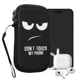 kwmobile Don't Touch My Phone hoesje voor smartphone M - 5,5" - Neopreen - wit/zwart