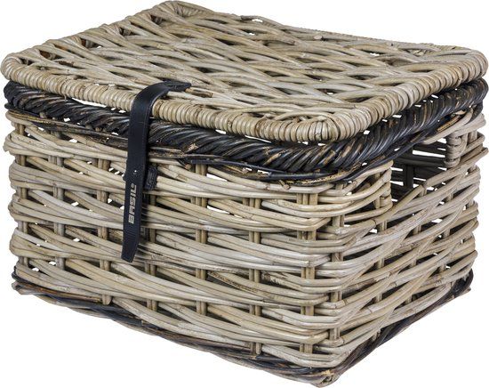 Basil Fietsmand Dijon L met deksel 36 x 49 x 30 cm - grijs/zwart