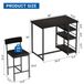 Bartoog met stoelen - Keukenbarset voor 2 personen - Ruimtebesparend met opbergruimte - Metalen frame - Gekussende barkrukken van kunstleer - Zwart