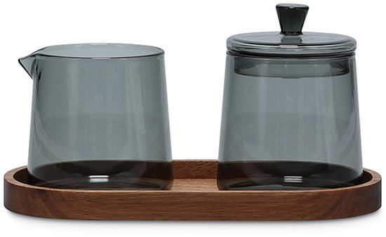 S|P Collection Luma Melkkan en suikerpot 22cl grijs
