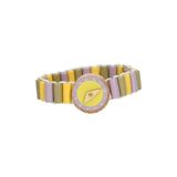 Montre, bois, jaune/lilas