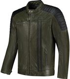 Rusty Stitches Cooper Motorfiets lederen jas - Groen/zwart - S