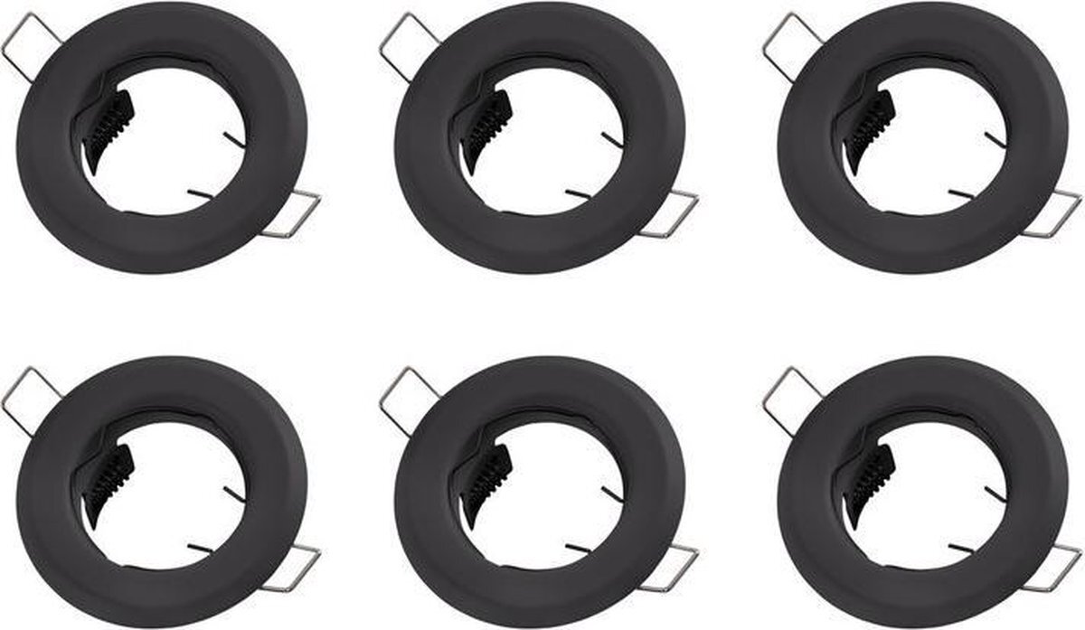 Groenovatie Inbouwspot - Rond - Vast - Mat Zwart - GU10 Fitting - 6-Pack