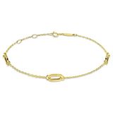 Lucardi Dames 14 Karaat geelgouden armband met 3 ovalen - Armband - 14 Karaat Goud - Geelgoud - 19 cm